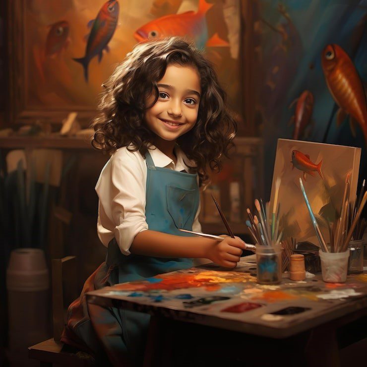 child portrait painting in North Andover